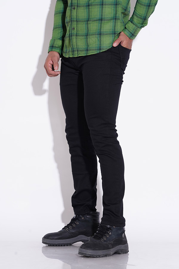 BLACK 5 POCKET MID-RISE NARROW FIT JEANS