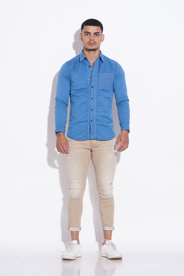 ROYAL BLUE FULL SLEEVE COTTON CASUAL SHIRT