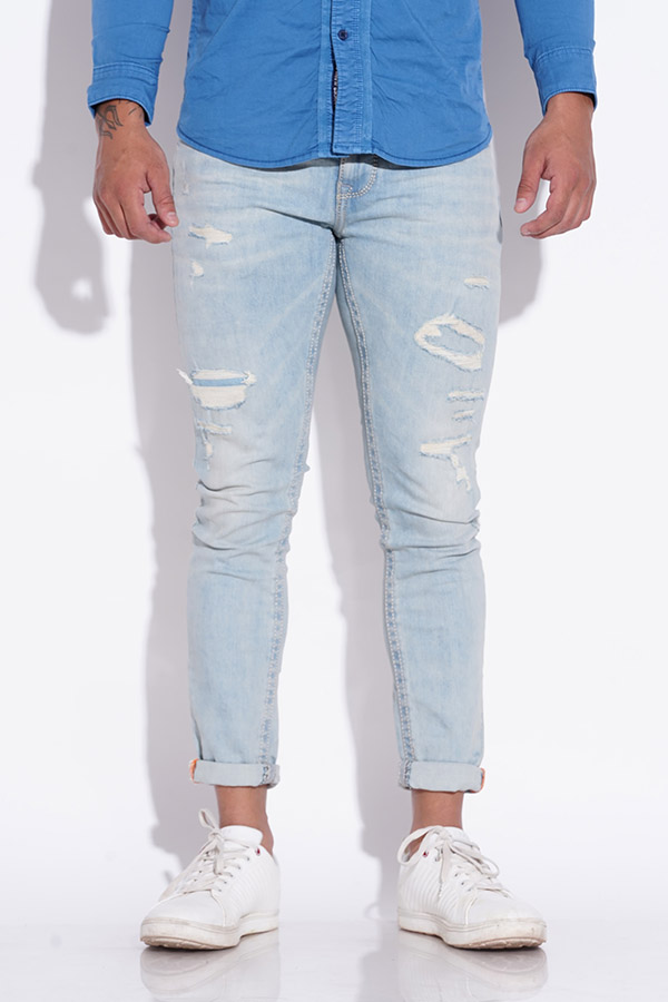 LT BLUE 5 POCKET LOW-RISE ANKLE LENGTH JEANS