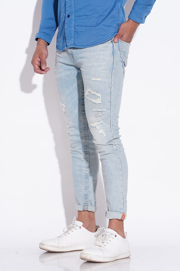 LT BLUE 5 POCKET LOW-RISE ANKLE LENGTH JEANS