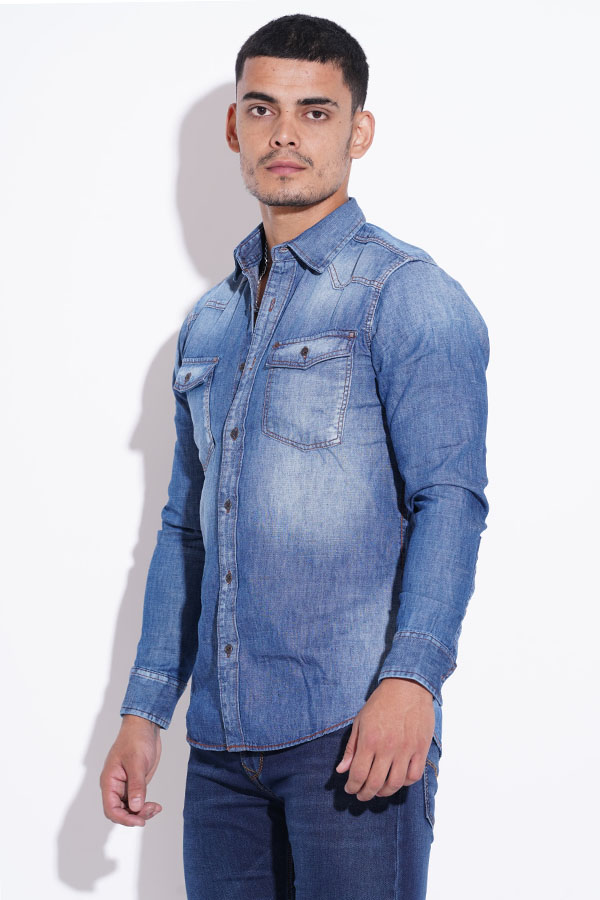 MED BLUE FULL SLEEVE DENIM CASUAL SHIRT