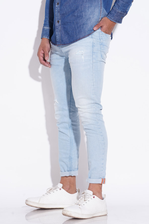 LT BLUE 5 POCKET LOW-RISE ANKLE LENGTH JEANS