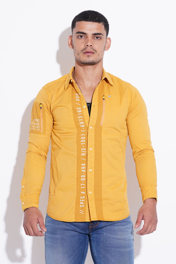 MUSTARD FULL SLEEVE COTTON CASUAL SHIRT