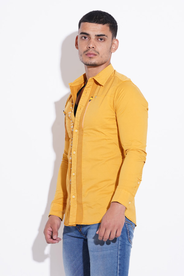 MUSTARD FULL SLEEVE COTTON CASUAL SHIRT