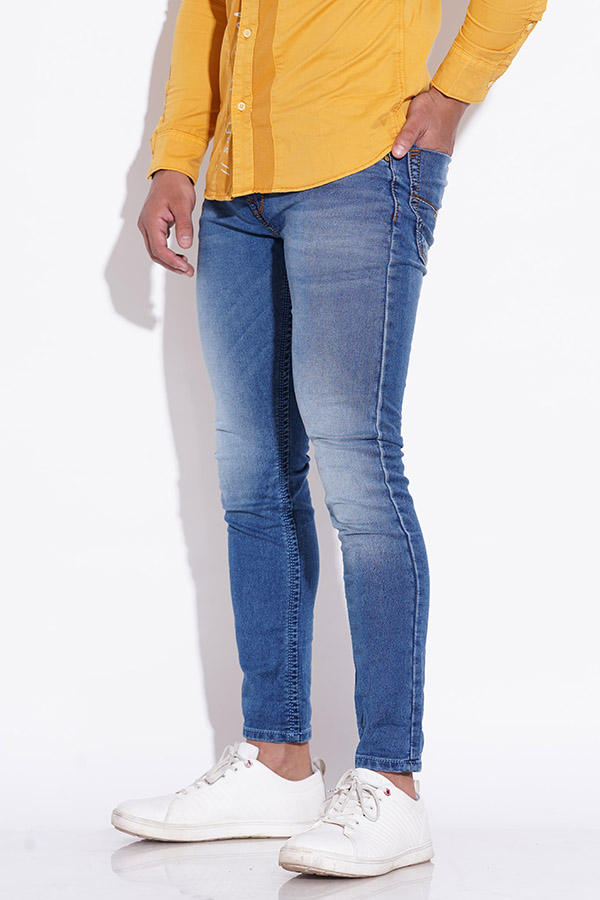 MED BLUE 5 POCKET LOW-RISE ANKLE LENGTH JEANS