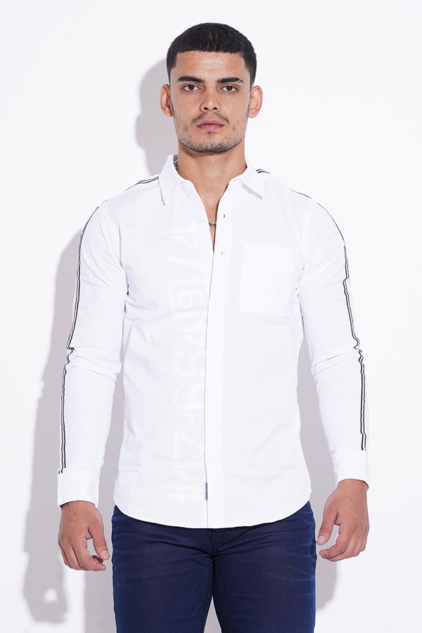 WHITE FULL SLEEVE COTTON CASUAL SHIRT