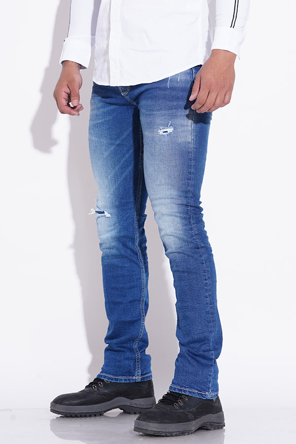 MED BLUE 5 POCKET MID-RISE JEANS