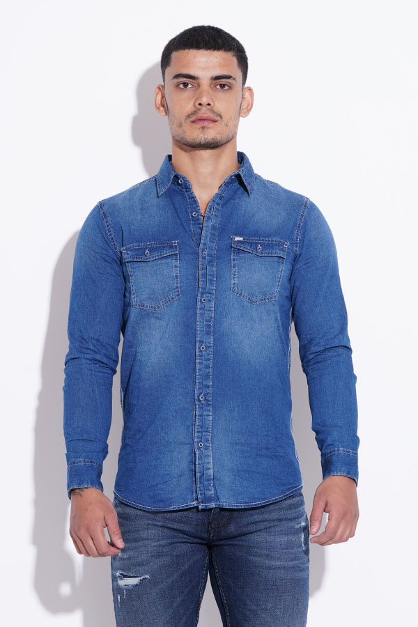 MED BLUE FULL SLEEVE DENIM CASUAL SHIRT