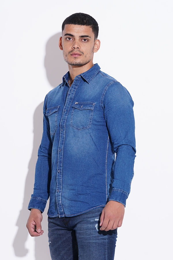 MED BLUE FULL SLEEVE DENIM CASUAL SHIRT