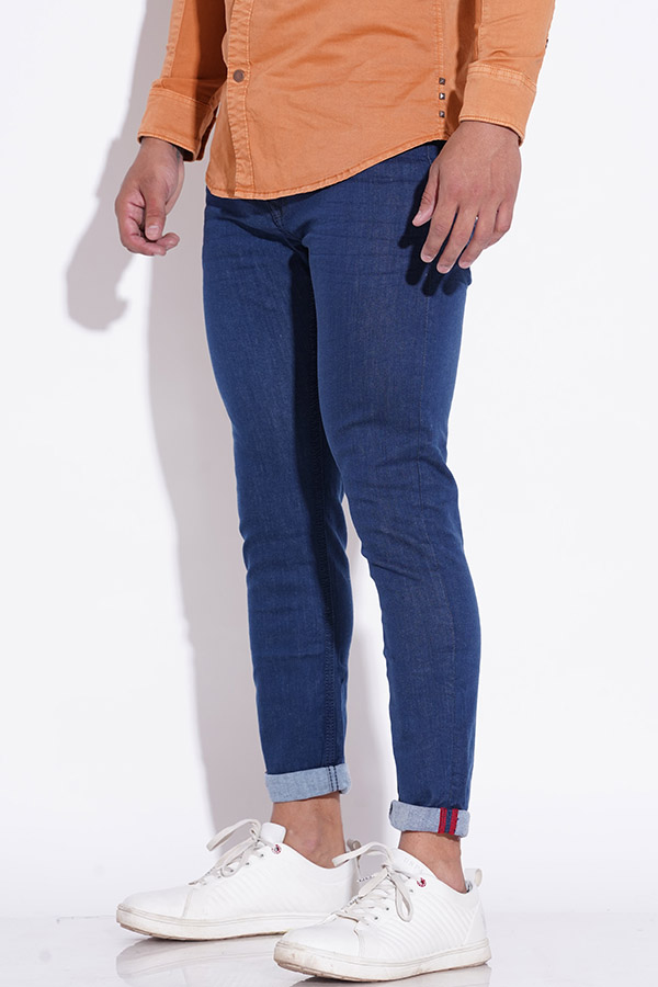 MED BLUE 5 POCKET LOW-RISE ANKLE LENGTH JEANS