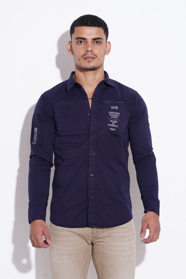 NAVY FULL SLEEVE COTTON CASUAL SHIRT