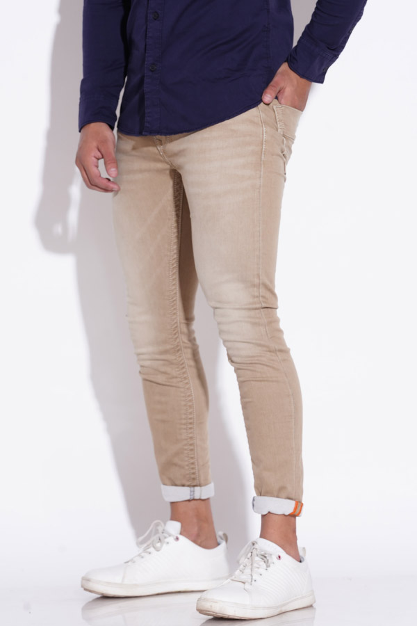 KHAKI 5 POCKET LOW-RISE ANKLE LENGTH JEANS