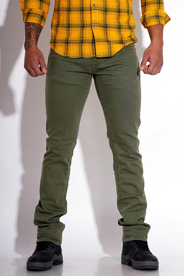 OLIVE 5 POCKET MID-RISE JEANS