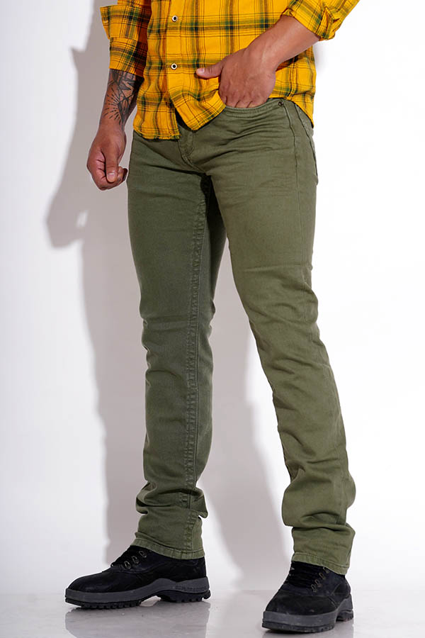 OLIVE 5 POCKET MID-RISE JEANS