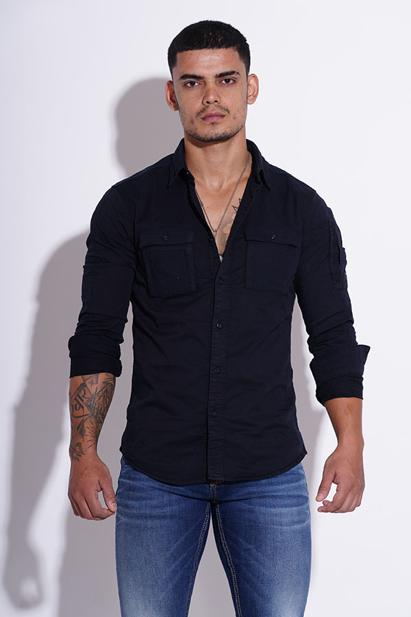 DK NAVY FULL SLEEVE COTTON CASUAL SHIRT