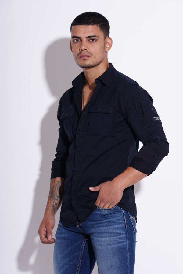 DK NAVY FULL SLEEVE COTTON CASUAL SHIRT