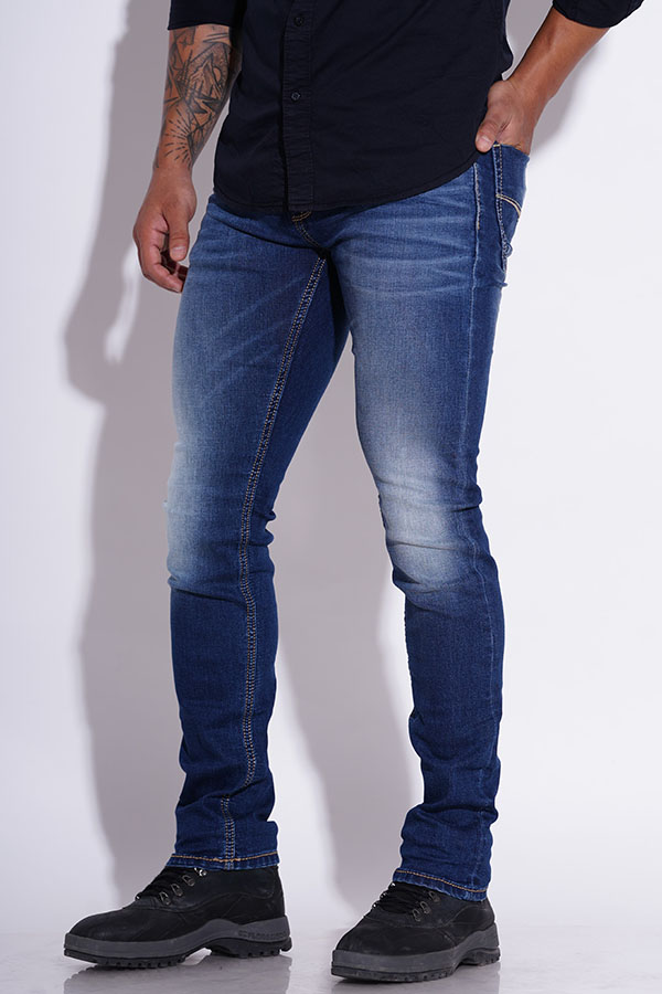 MED BLUE 5 POCKET MID-RISE JEANS