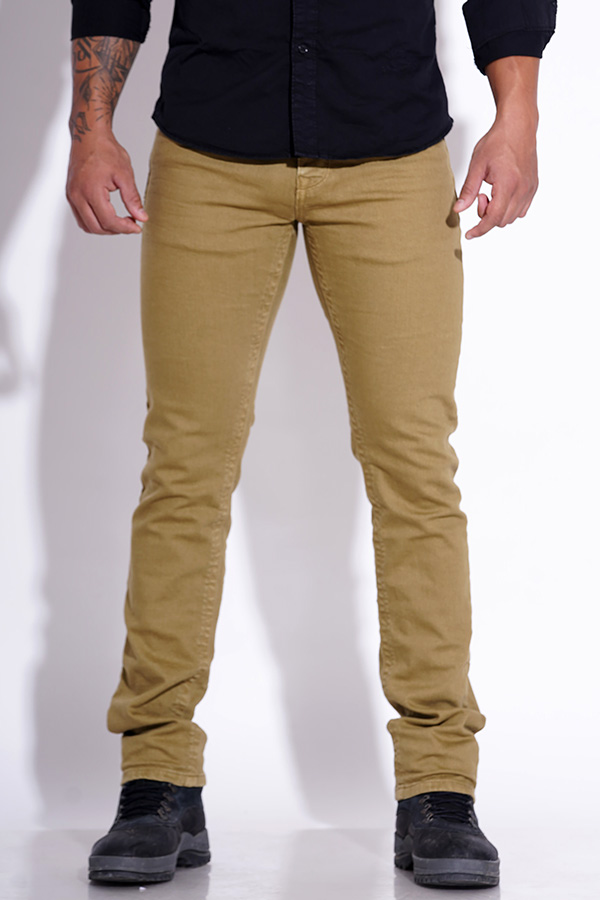 KHAKI 5 POCKET MID-RISE JEANS