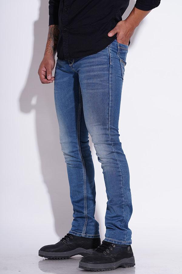 MED BLUE 5 POCKET MID-RISE JEANS