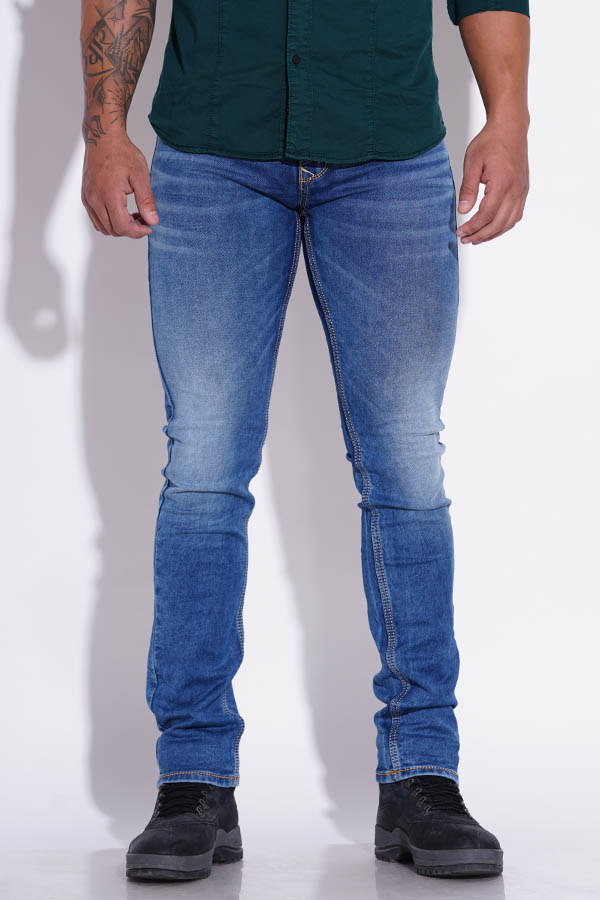 MED BLUE 5 POCKET MID-RISE JEANS