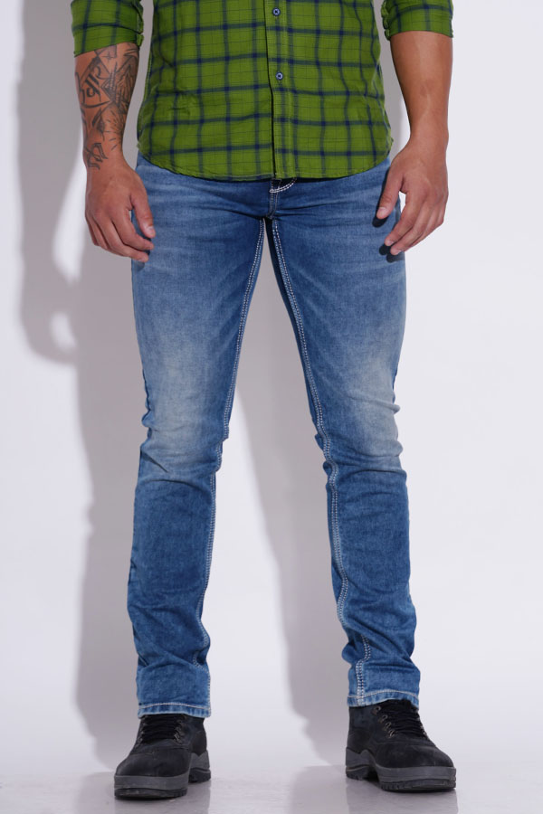 MED BLUE 5 POCKET MID-RISE JEANS