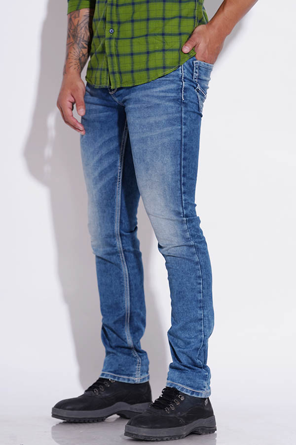 MED BLUE 5 POCKET MID-RISE JEANS