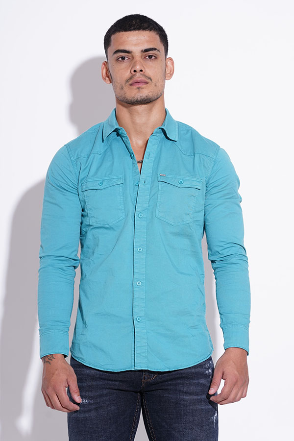 JADE GREEN FULL SLEEVE COTTON CASUAL SHIRT