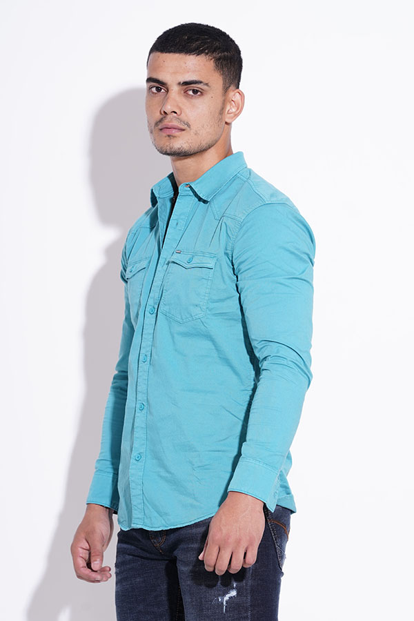 JADE GREEN FULL SLEEVE COTTON CASUAL SHIRT