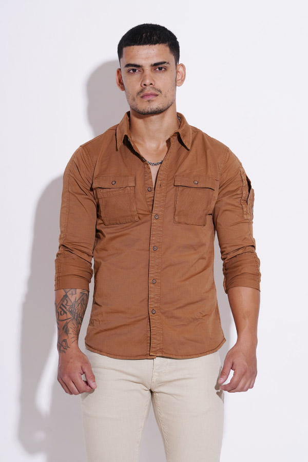 DK KHAKI FULL SLEEVE COTTON CASUAL SHIRT