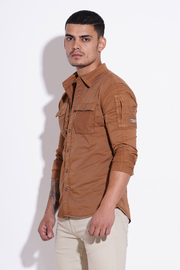 DK KHAKI FULL SLEEVE COTTON CASUAL SHIRT