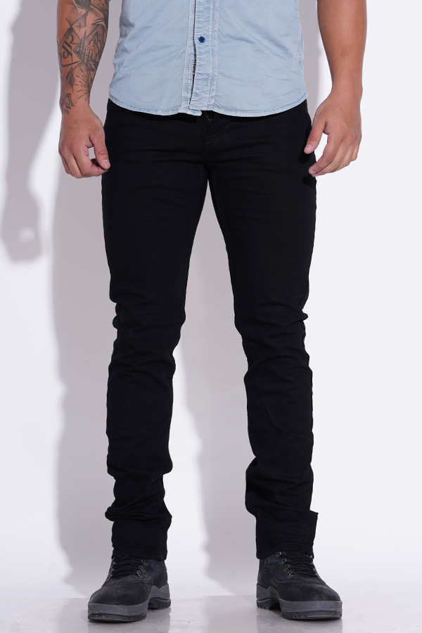 BLACK 5 POCKET MID-RISE JEANS