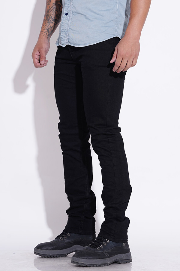 BLACK 5 POCKET MID-RISE JEANS