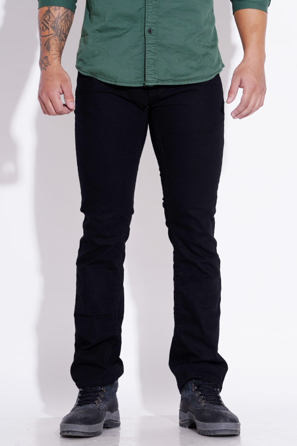 BLACK 5 POCKET SLIM FIT LOW RISE BOOT LEG JEANS