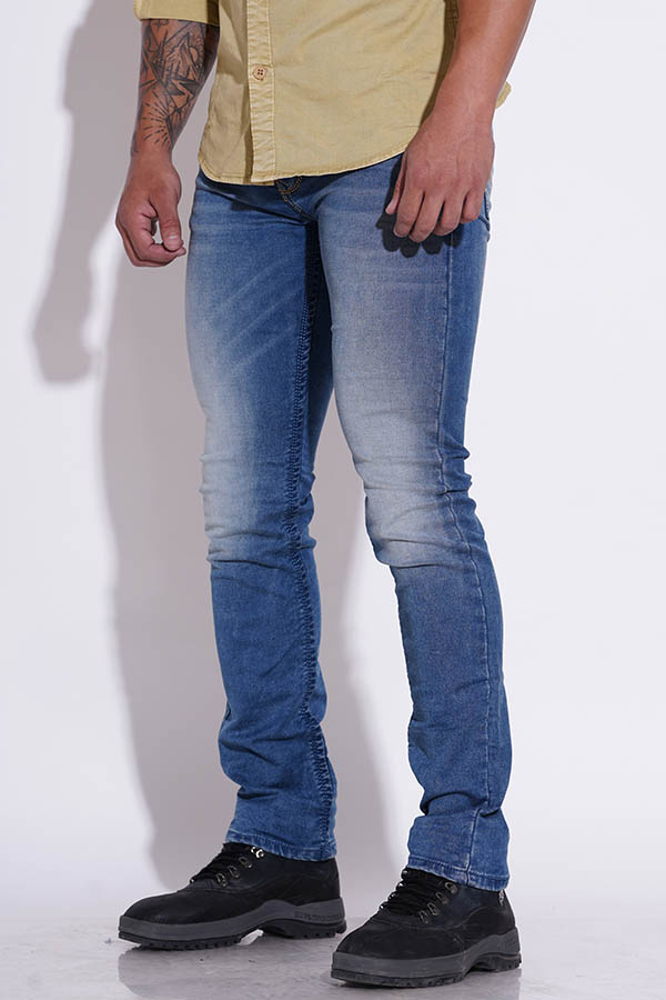 MED BLUE 5 POCKET MID-RISE JEANS