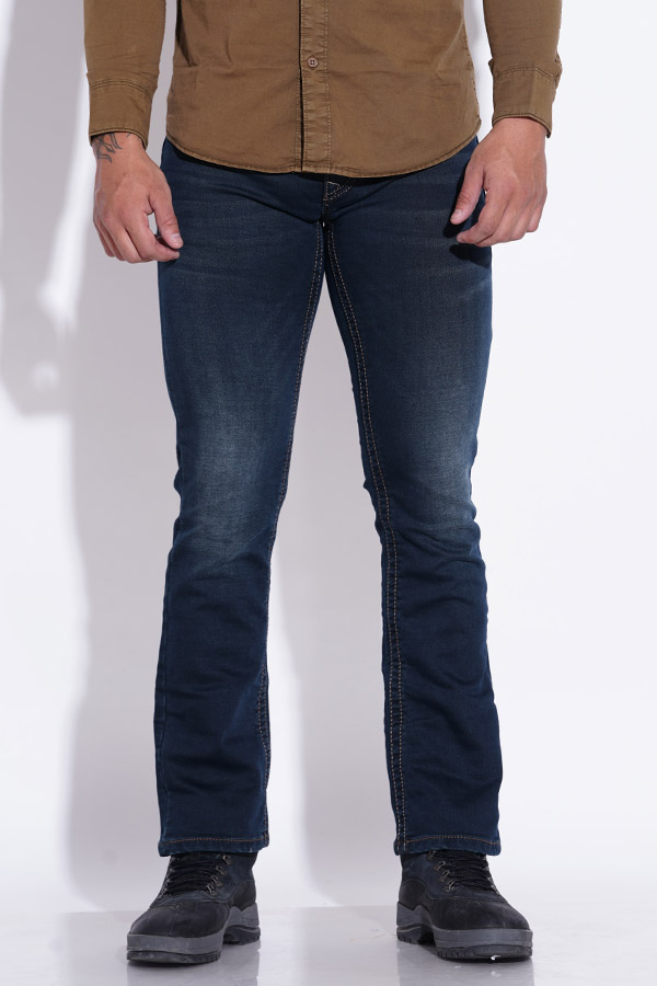 DK BLUE 5 POCKET SLIM FIT LOW RISE BOOT LEG JEANS