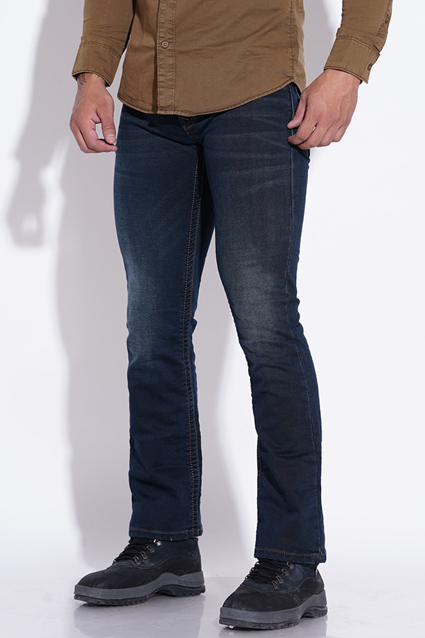 DK BLUE 5 POCKET SLIM FIT LOW RISE BOOT LEG JEANS