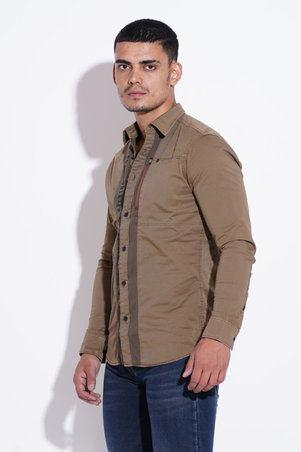 DK KHAKI FULL SLEEVE COTTON CASUAL SHIRT