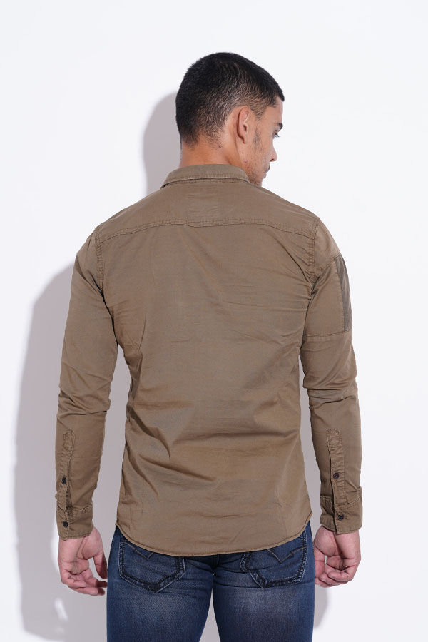 DK KHAKI FULL SLEEVE COTTON CASUAL SHIRT