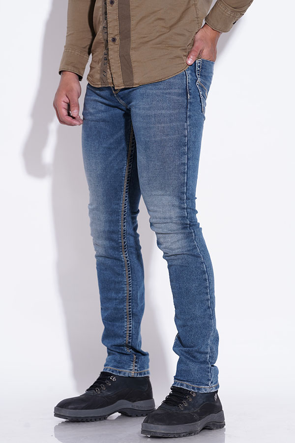 MED BLUE 5 POCKET MID-RISE JEANS