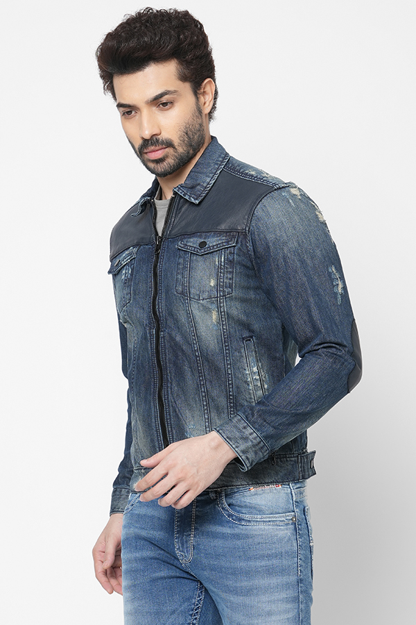 DK BLUE FULL SLEEVE DENIM ZIPPER JACKET