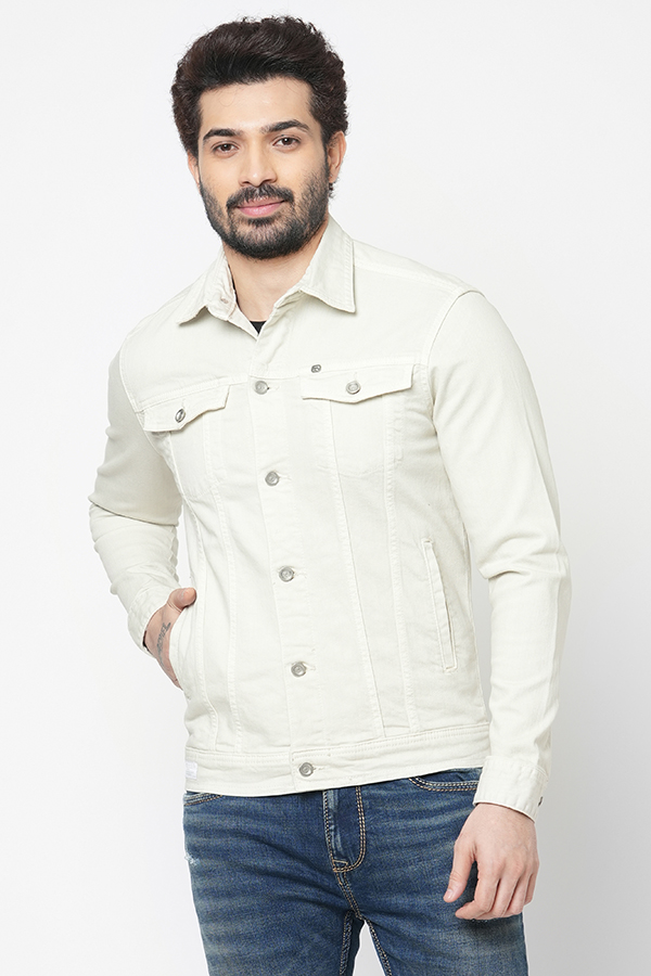 CREAM FULL SLEEVE COTTON JACKET