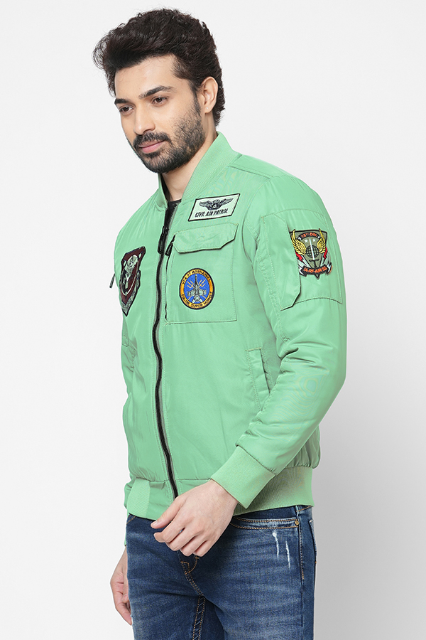 GREEN FULL SLEEVE BOMBER JACKET