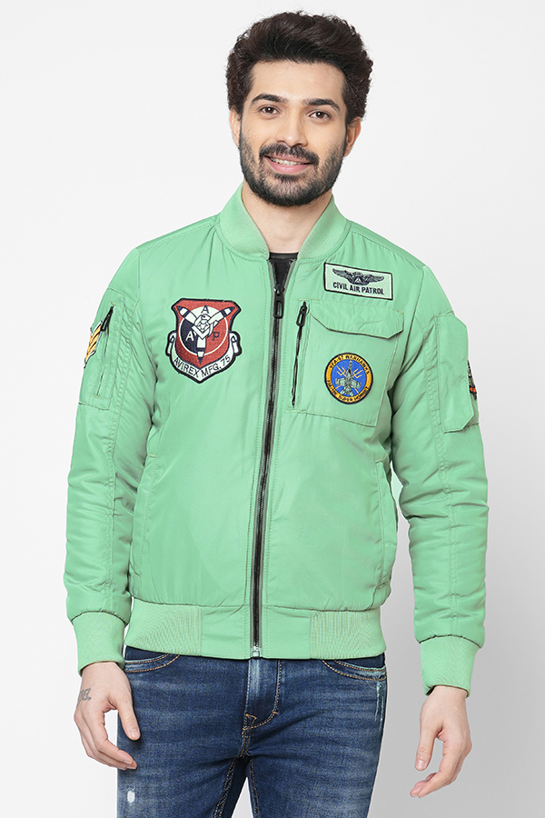 GREEN FULL SLEEVE BOMBER JACKET