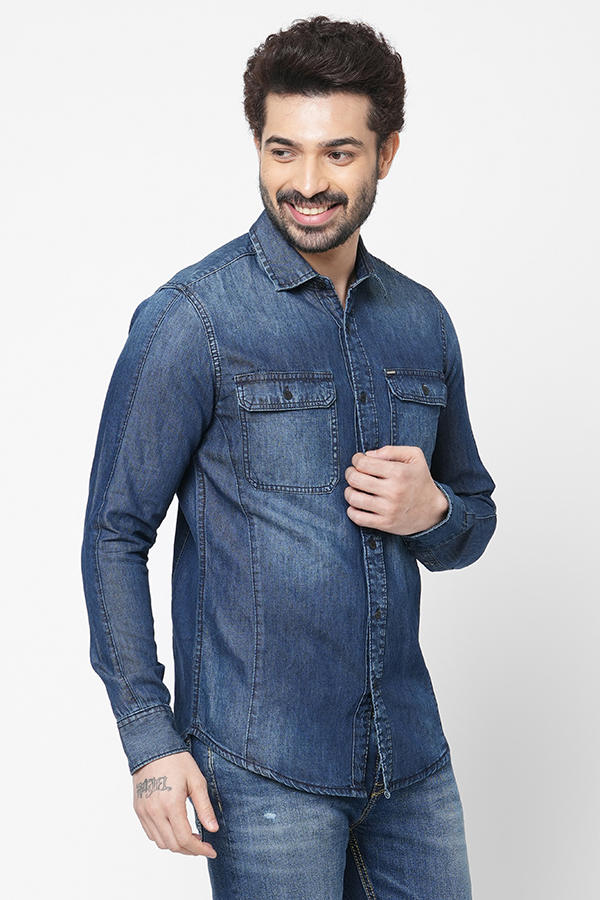 DK BLUE FULL SLEEVE DENIM SHIRT