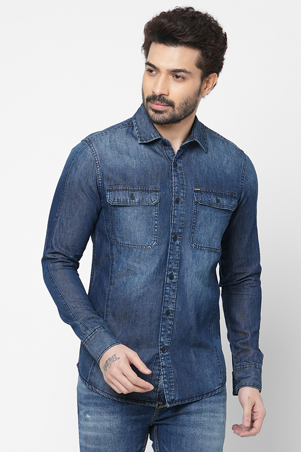 DK BLUE FULL SLEEVE DENIM SHIRT