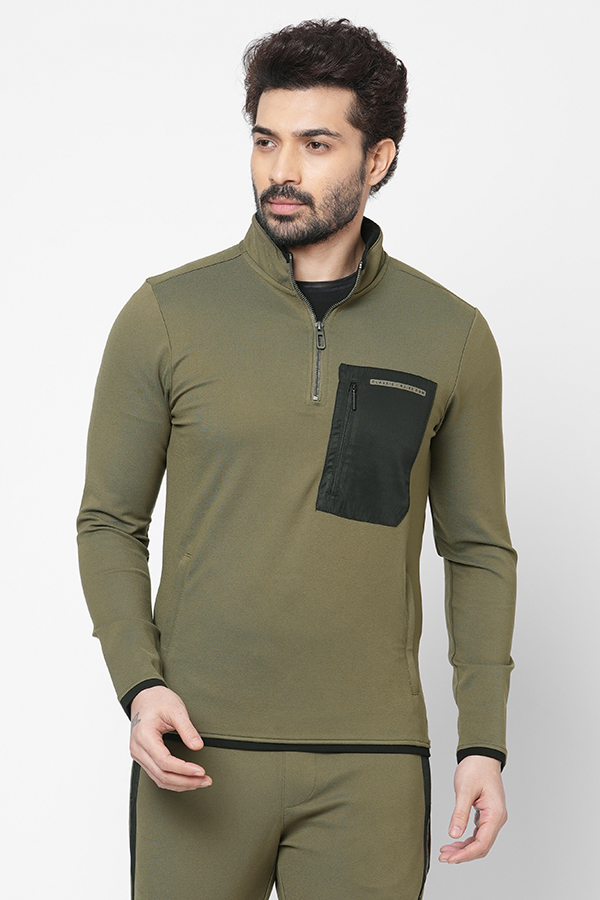 DK OLIVE SLIM FIT ATHLEISURE JACKET