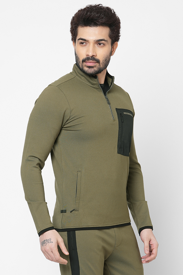 DK OLIVE SLIM FIT ATHLEISURE JACKET