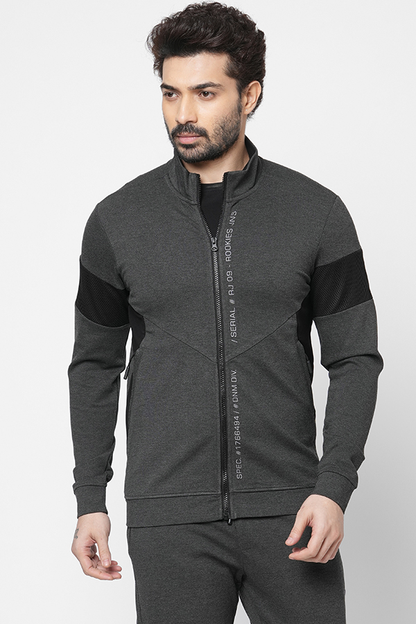 DK GREY SLIM FIT ZIPPER ATHLEISURE JACKET