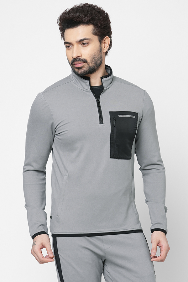 GREY SLIM FIT ATHLEISURE JACKET