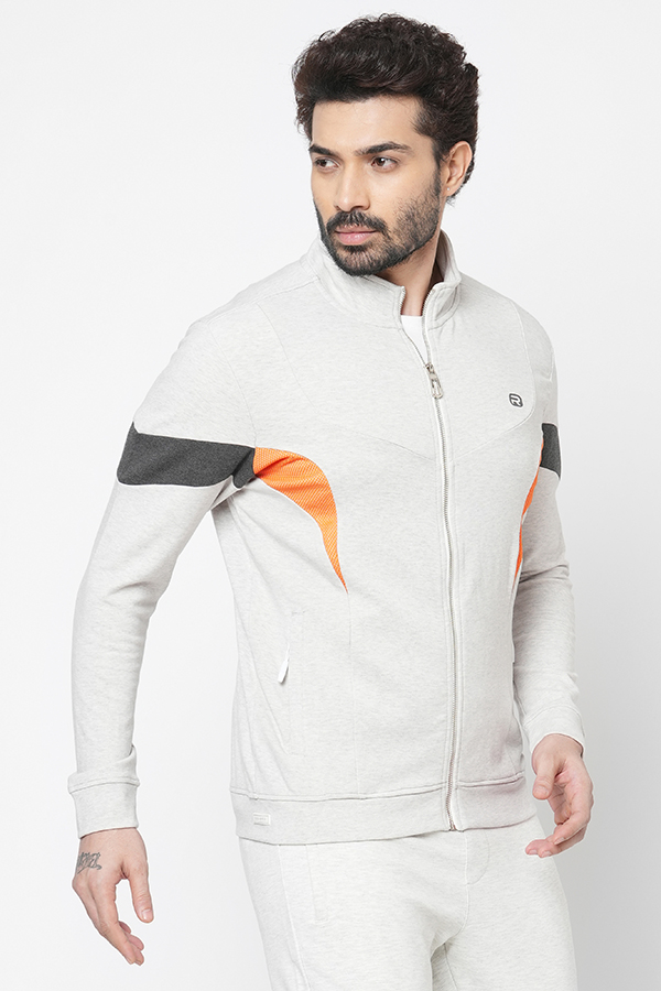 WHITE SLIM FIT ZIPPER ATHLEISURE JACKET